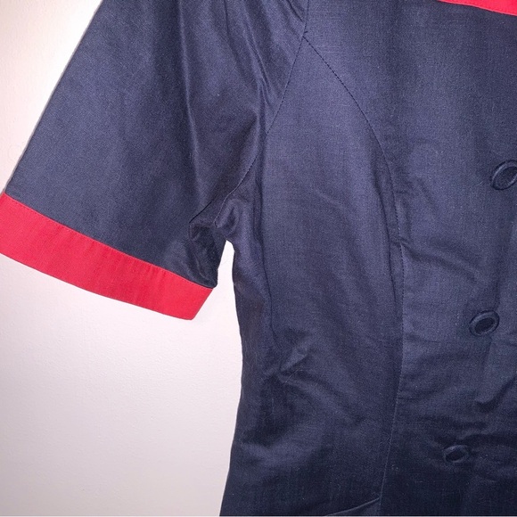 Laura Ashley Vintage Linen And Cotton Sailor Style Red Navy Dress 10 - Picture 6 of 10